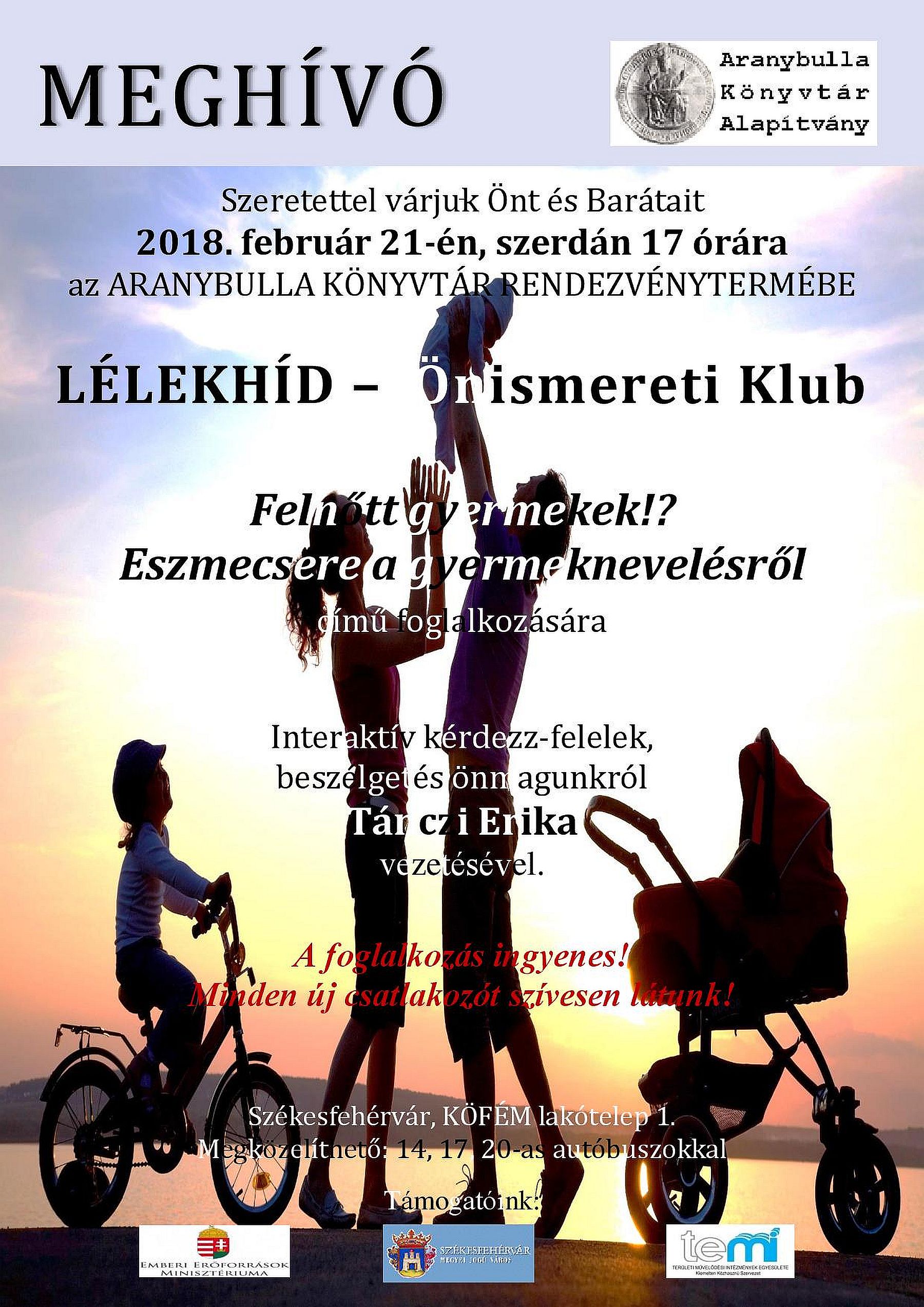 „Felnőtt gyermekek!? - eszmecsere a gyermeknevelésről” az Aranybulla Könyvtárban